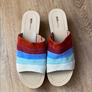 rainbow suede sandals